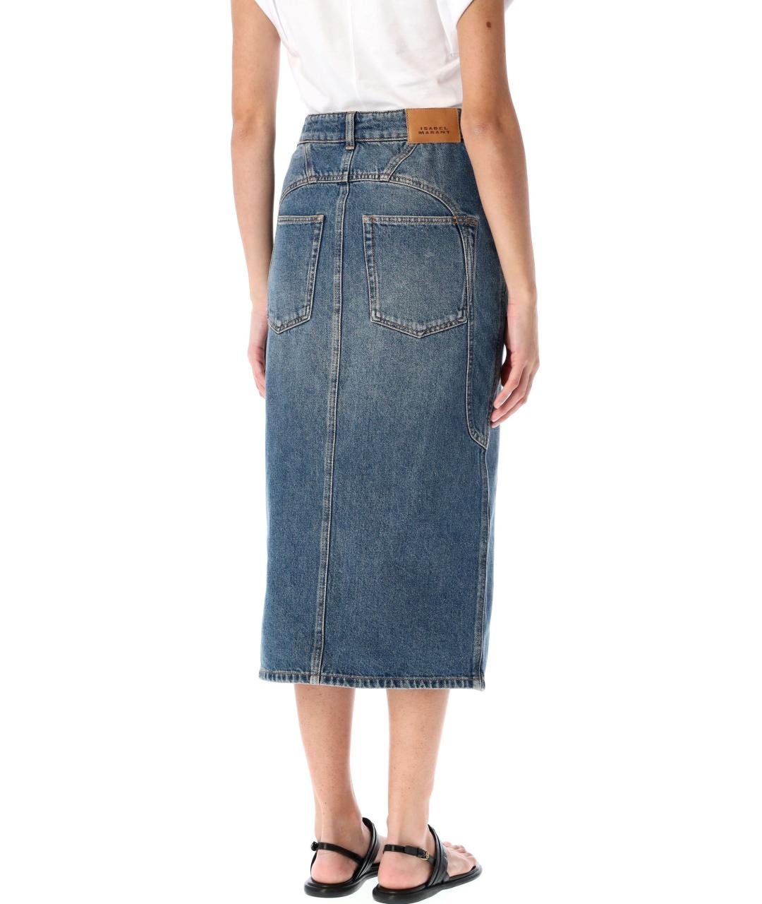 ISABEL MARANT Синяя хлопковая юбка миди, фото 2