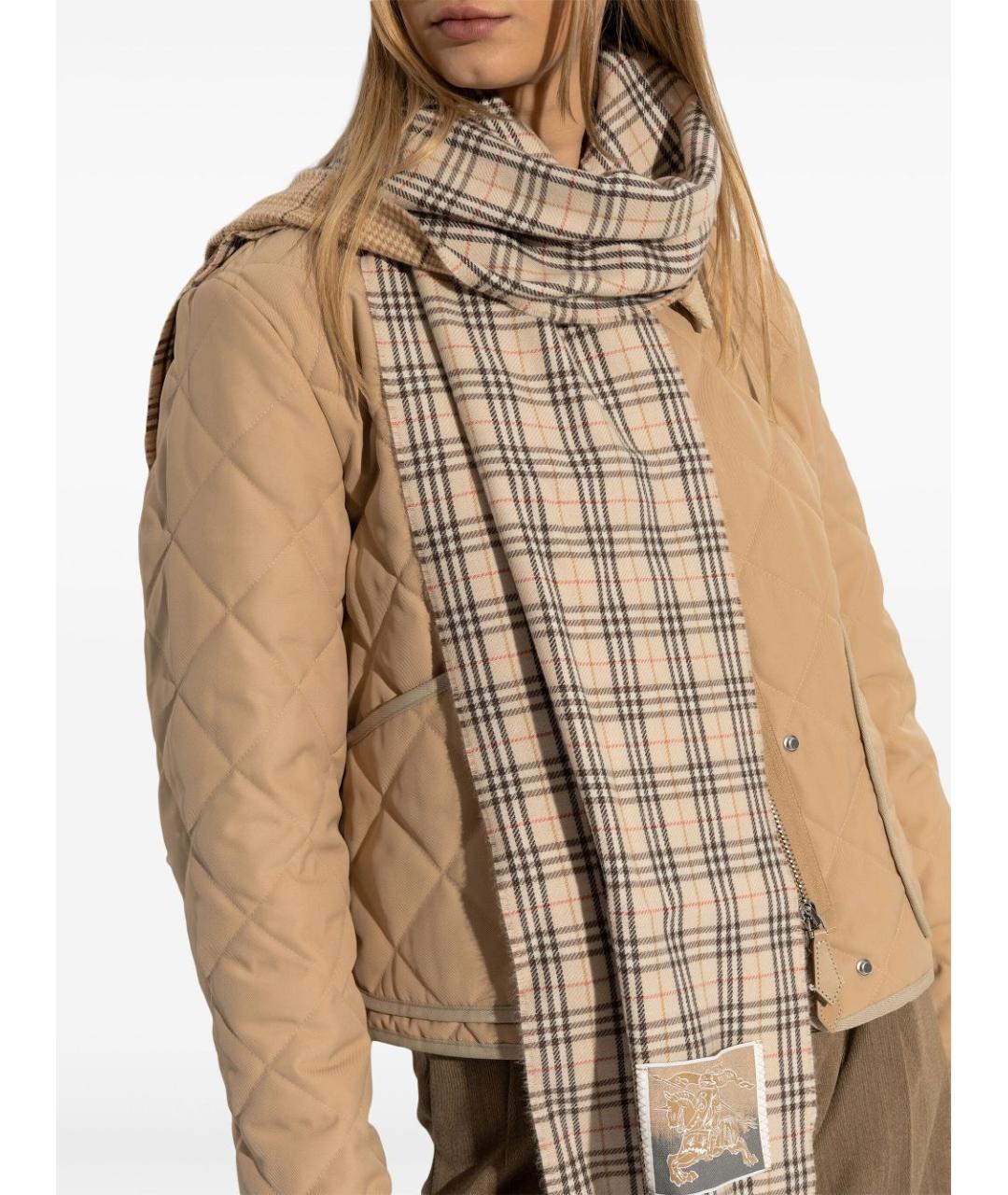 BURBERRY Бежевый шерстяной шарф, фото 4