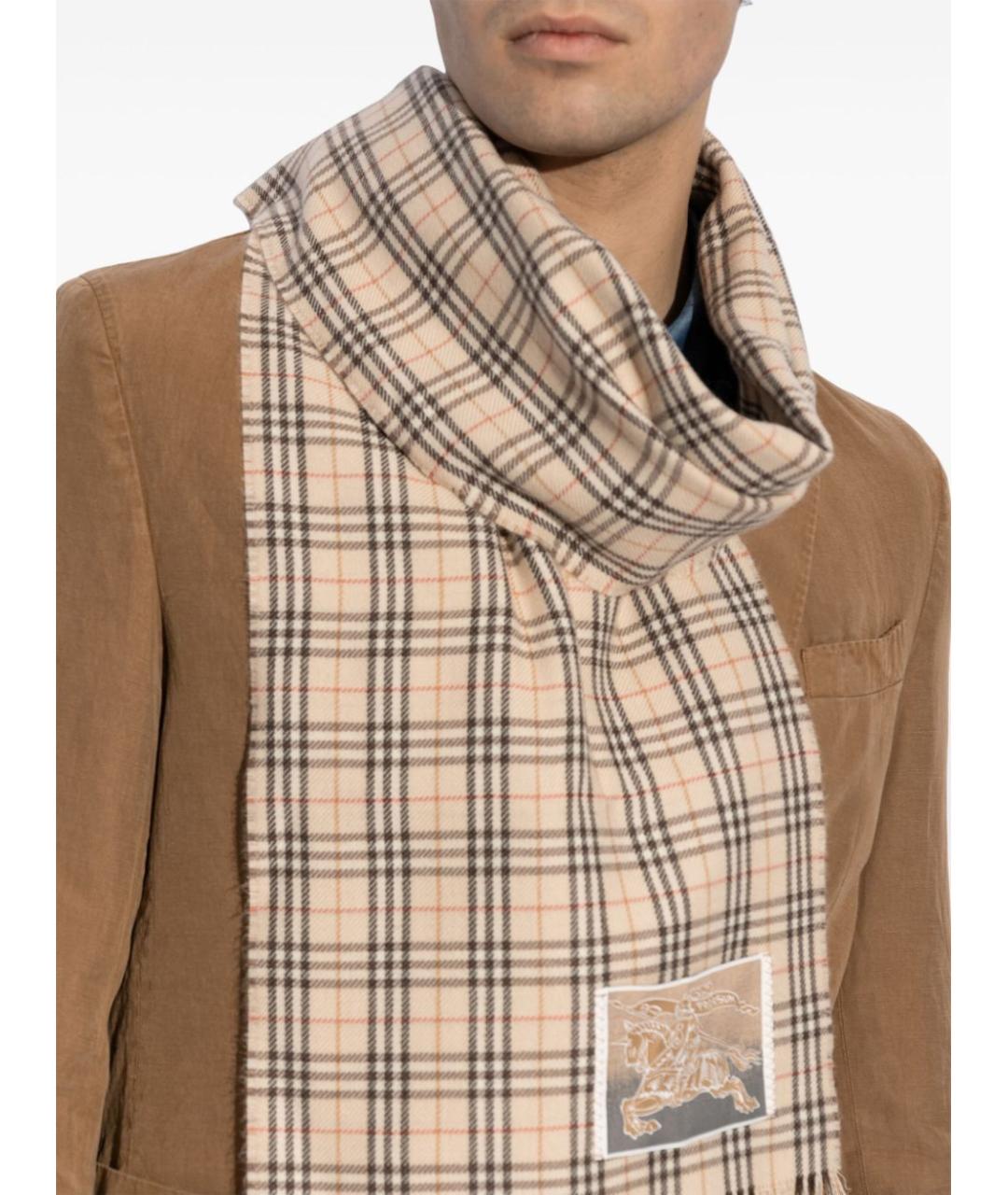 BURBERRY Бежевый шерстяной шарф, фото 5