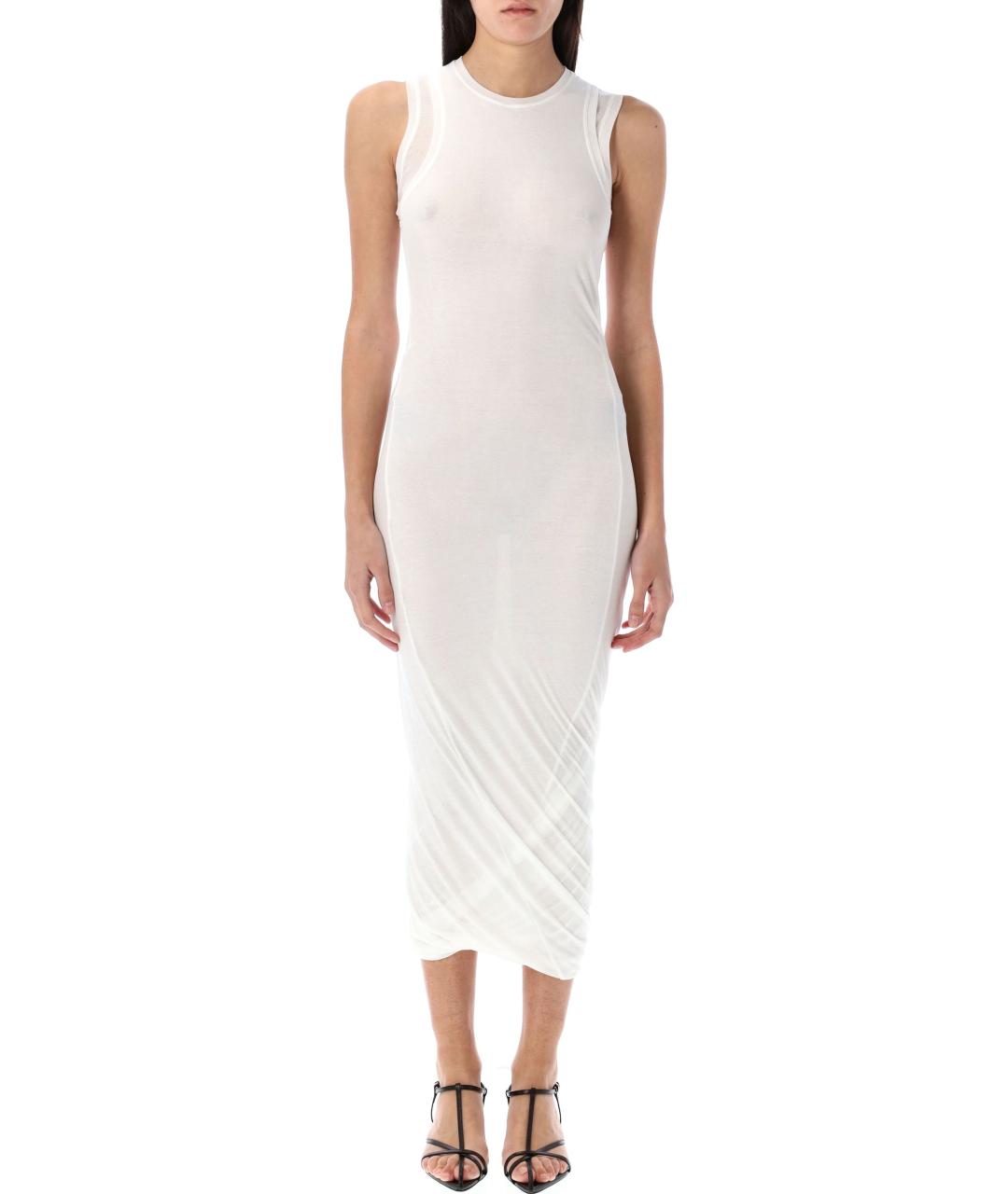 JIL SANDER Белое хлопковое повседневное платье, фото 2