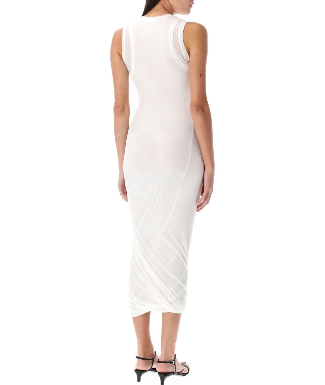 JIL SANDER Белое хлопковое повседневное платье, фото 3