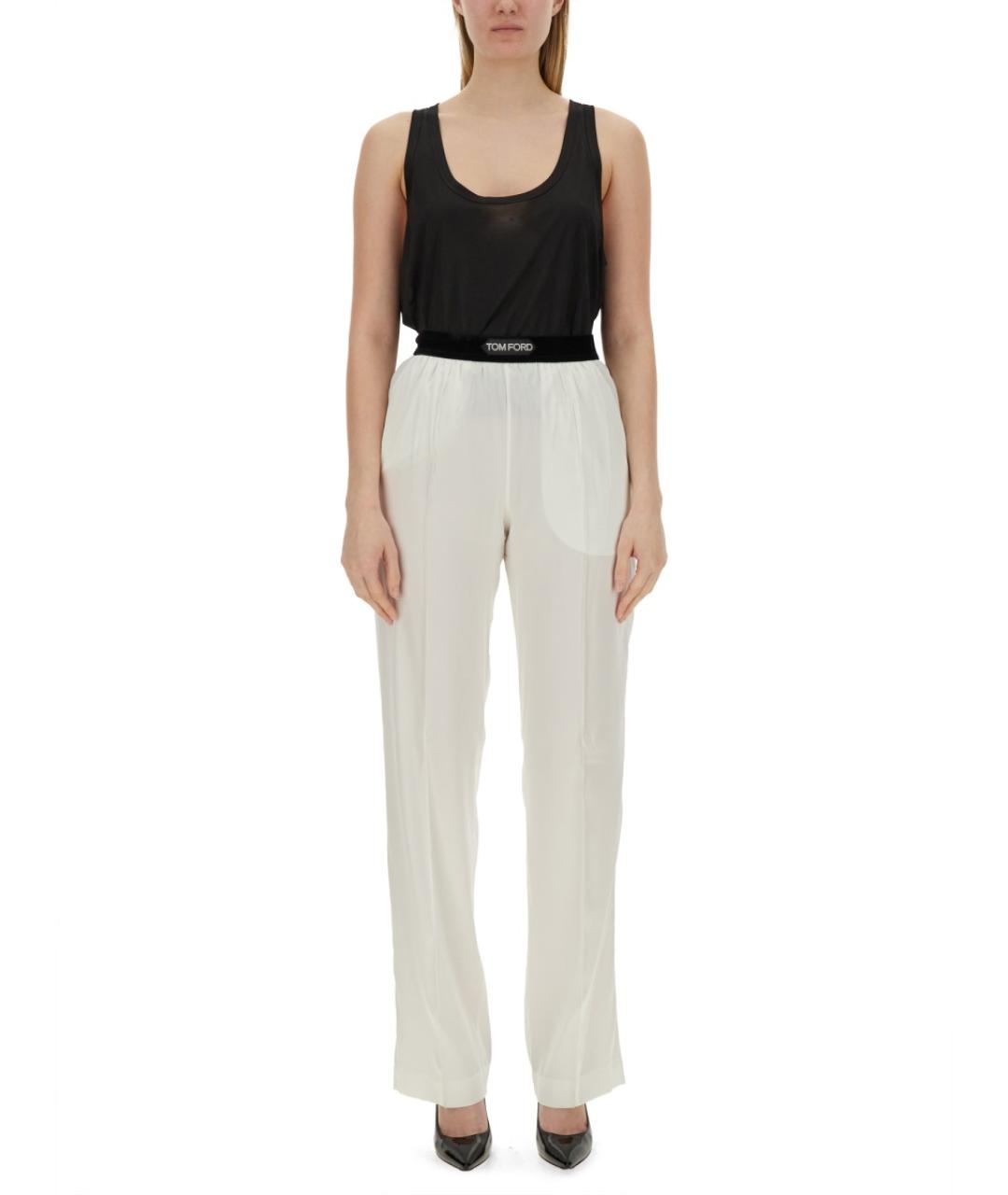 TOM FORD Белые шелковые прямые брюки, фото 4