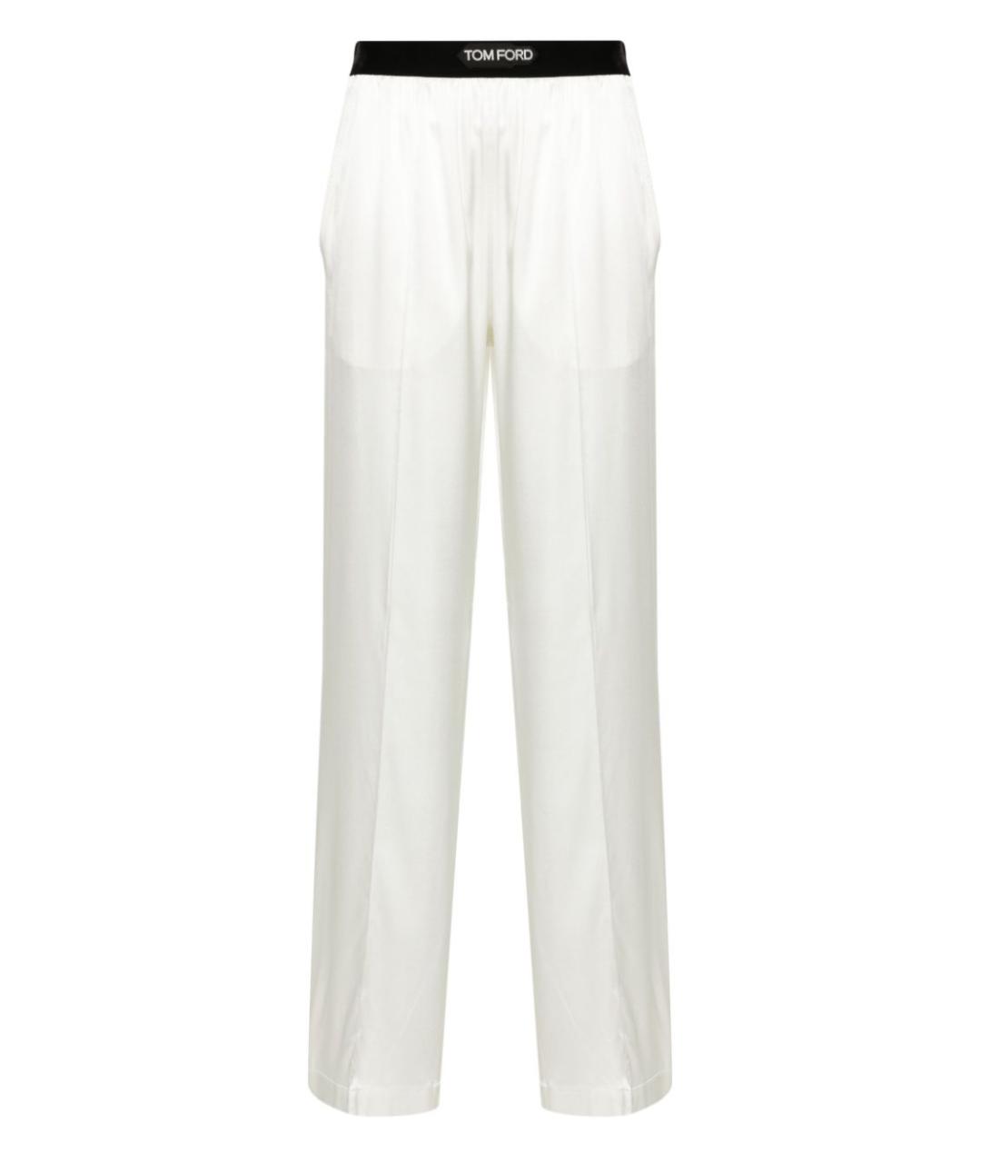 TOM FORD Белые шелковые прямые брюки, фото 1