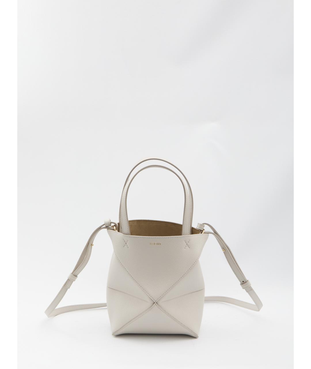 LOEWE Бежевая кожаная сумка тоут, фото 5