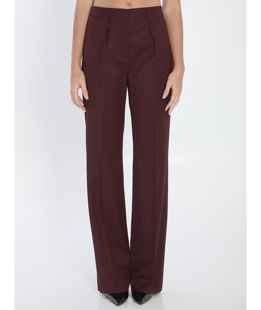 MAX MARA Бордовые шерстяные прямые брюки, фото 2