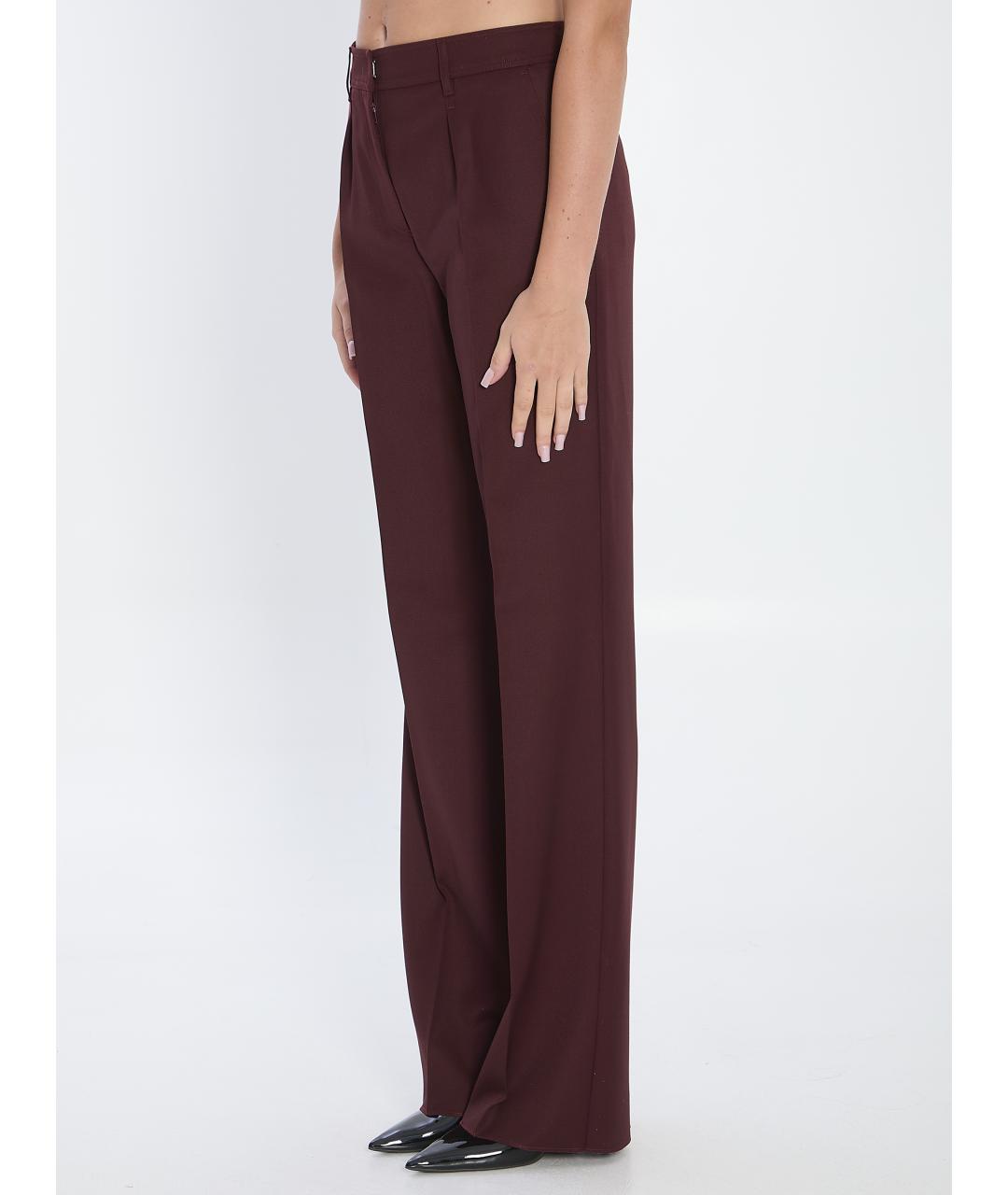 MAX MARA Бордовые шерстяные прямые брюки, фото 3
