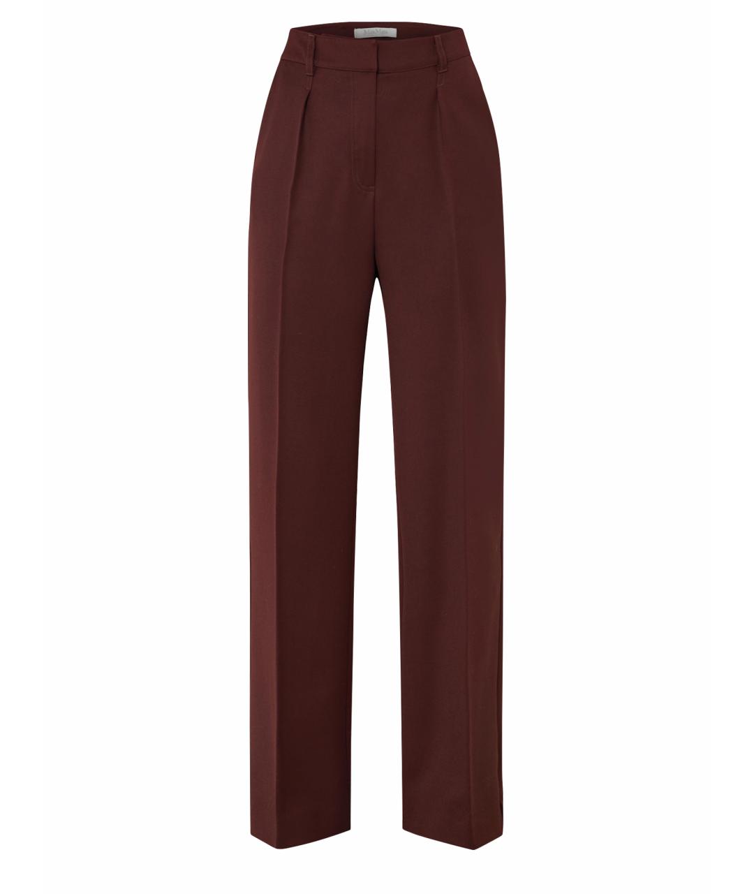 MAX MARA Бордовые шерстяные прямые брюки, фото 1
