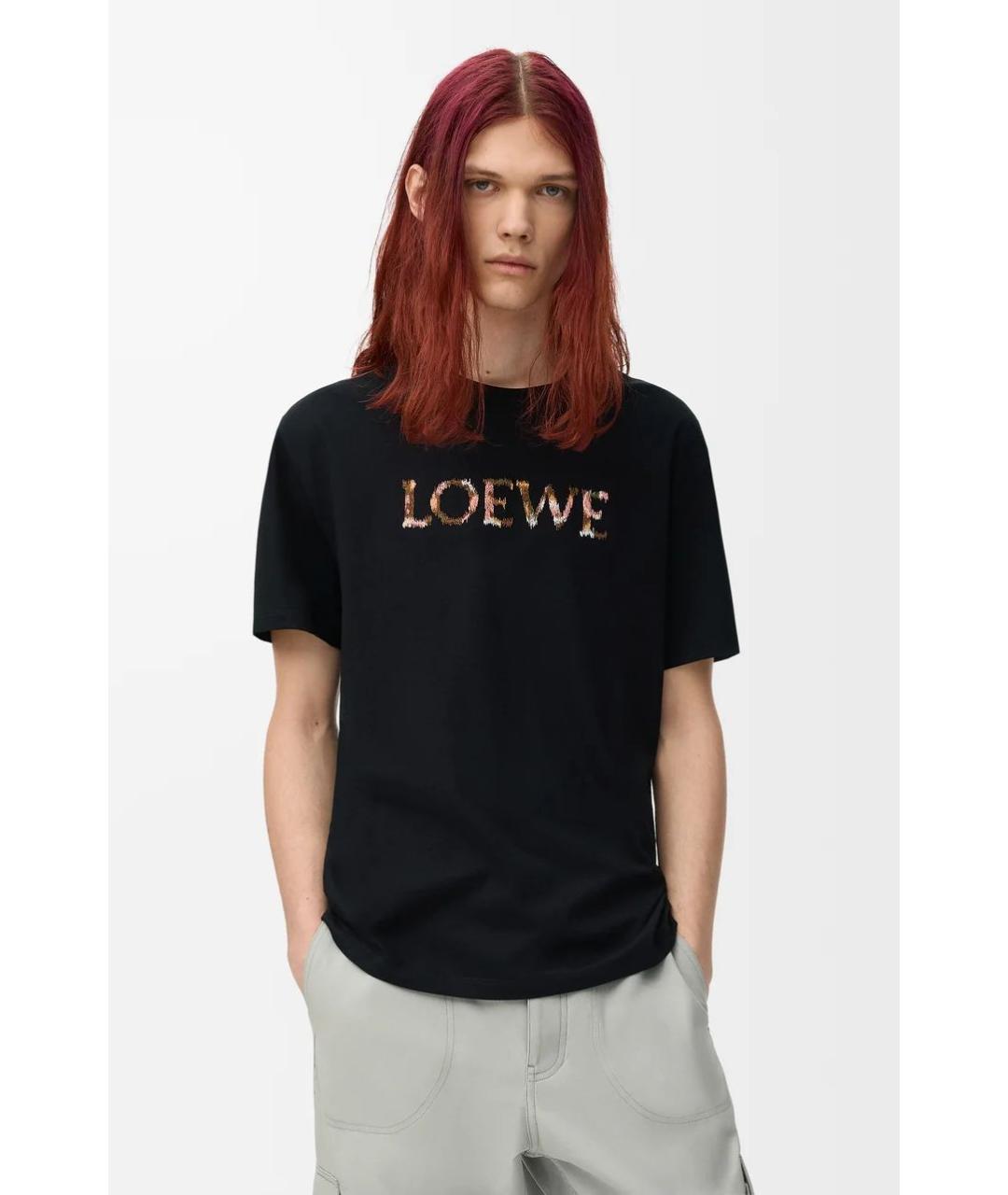 LOEWE Черная хлопковая футболка, фото 3