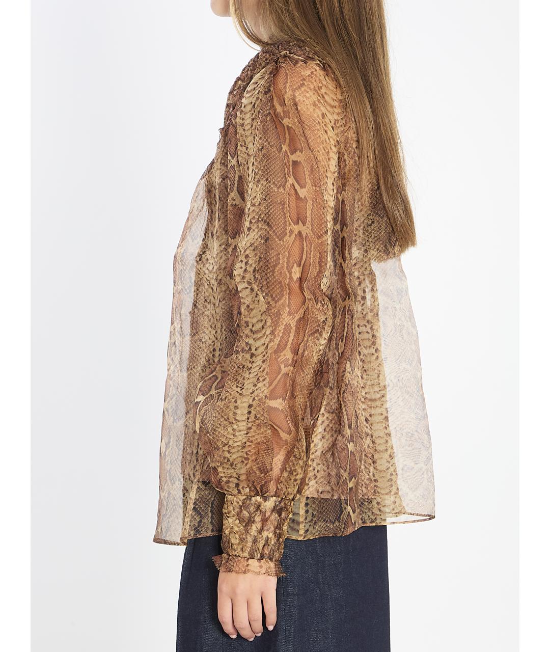 ZIMMERMANN Коричневая шелковая рубашка, фото 4