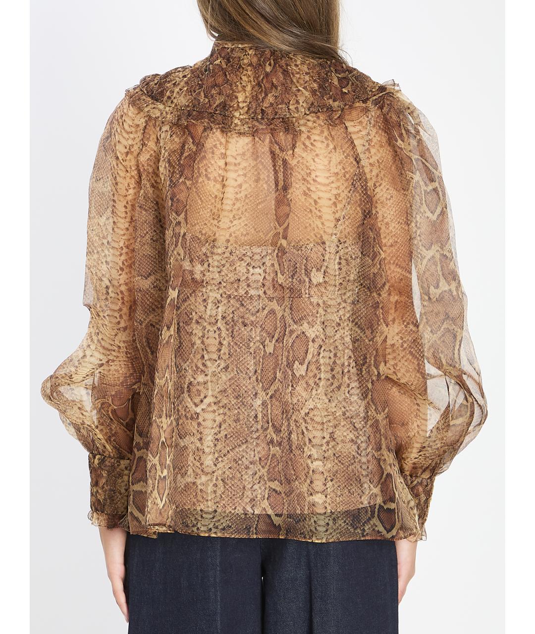 ZIMMERMANN Коричневая шелковая рубашка, фото 5