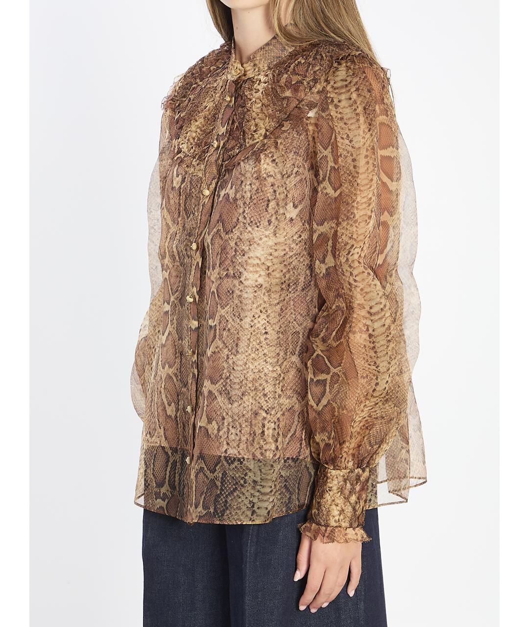 ZIMMERMANN Коричневая шелковая рубашка, фото 3