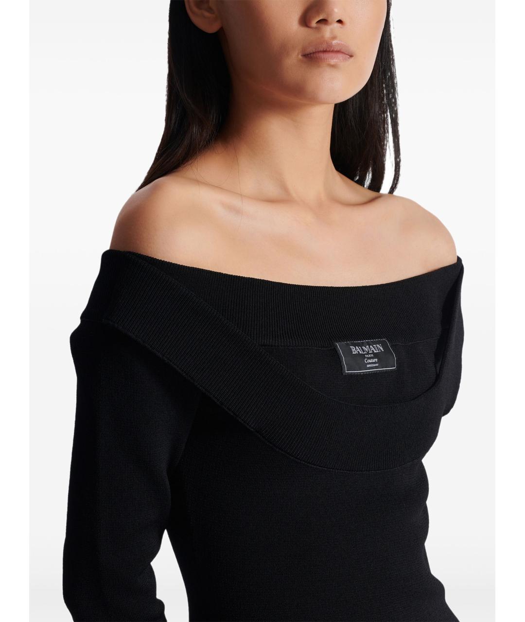 BALMAIN Черное полиэстеровое повседневное платье, фото 4