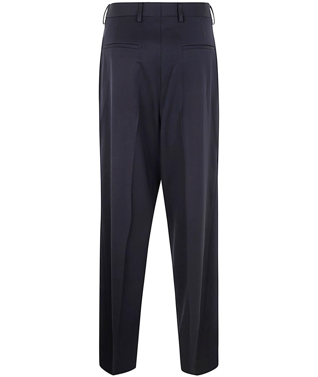 DRIES VAN NOTEN Синие шерстяные прямые брюки, фото 2