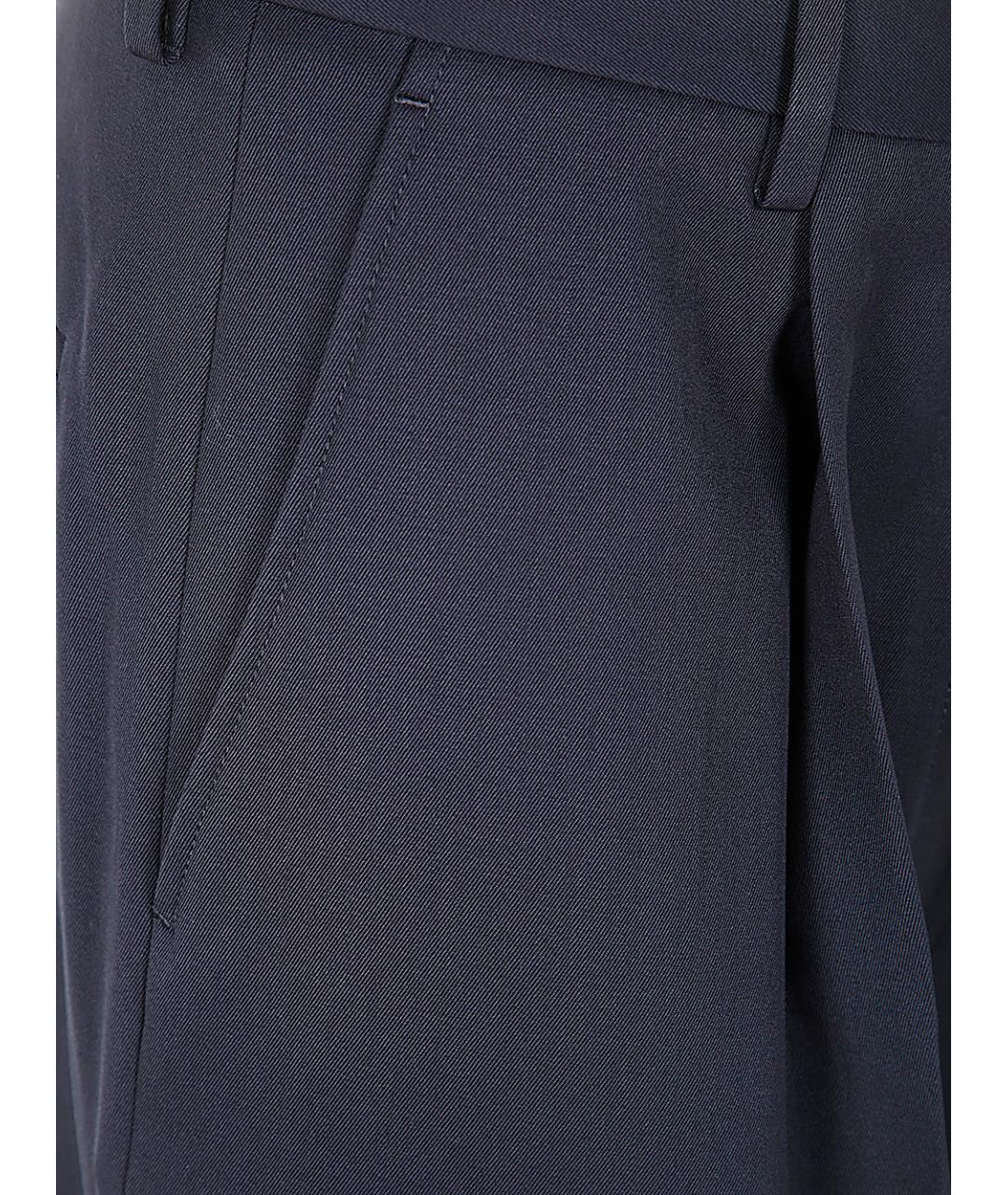 DRIES VAN NOTEN Синие шерстяные прямые брюки, фото 3