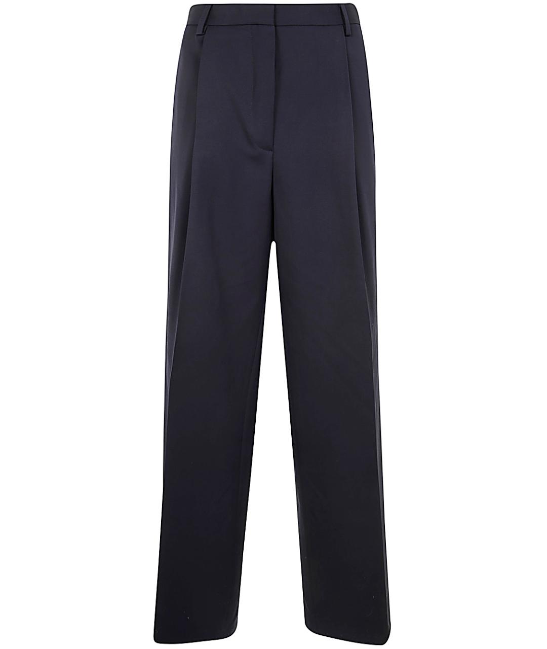 DRIES VAN NOTEN Синие шерстяные прямые брюки, фото 1