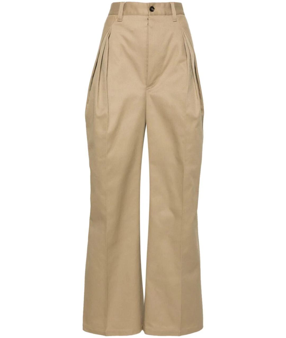 MAISON MARGIELA Коричневые хлопковые прямые брюки, фото 1