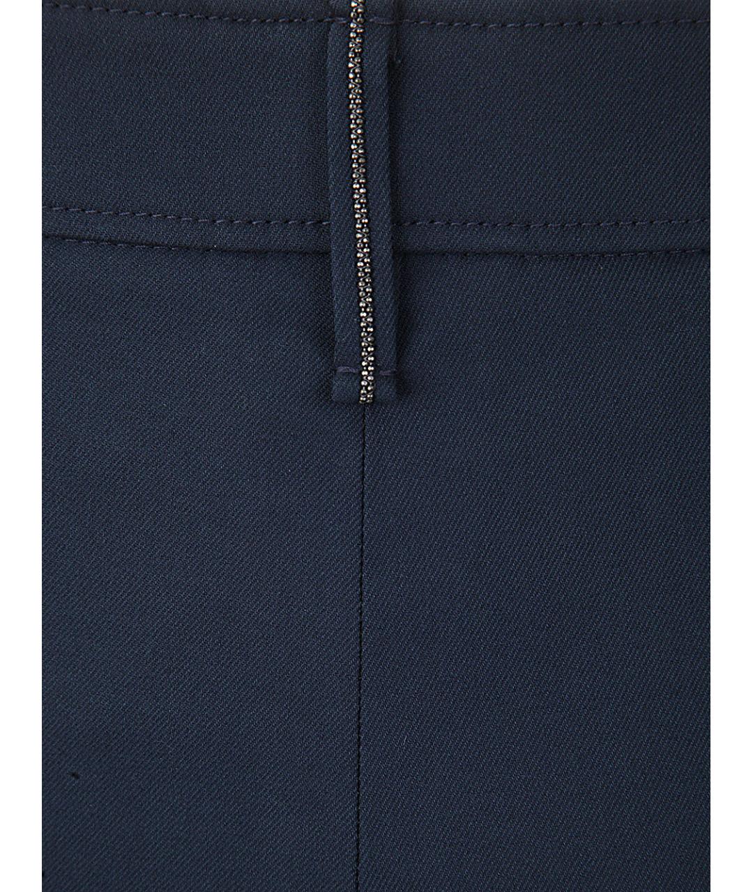 BRUNELLO CUCINELLI Темно-синие хлопковые брюки узкие, фото 3