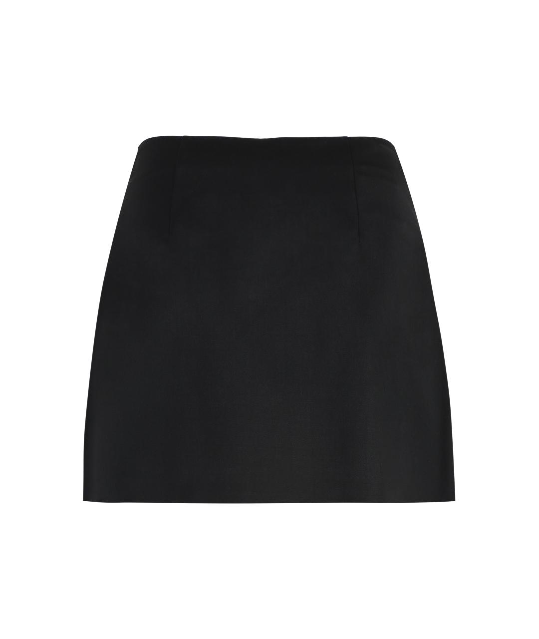 PRADA Черная шерстяная юбка мини, фото 2