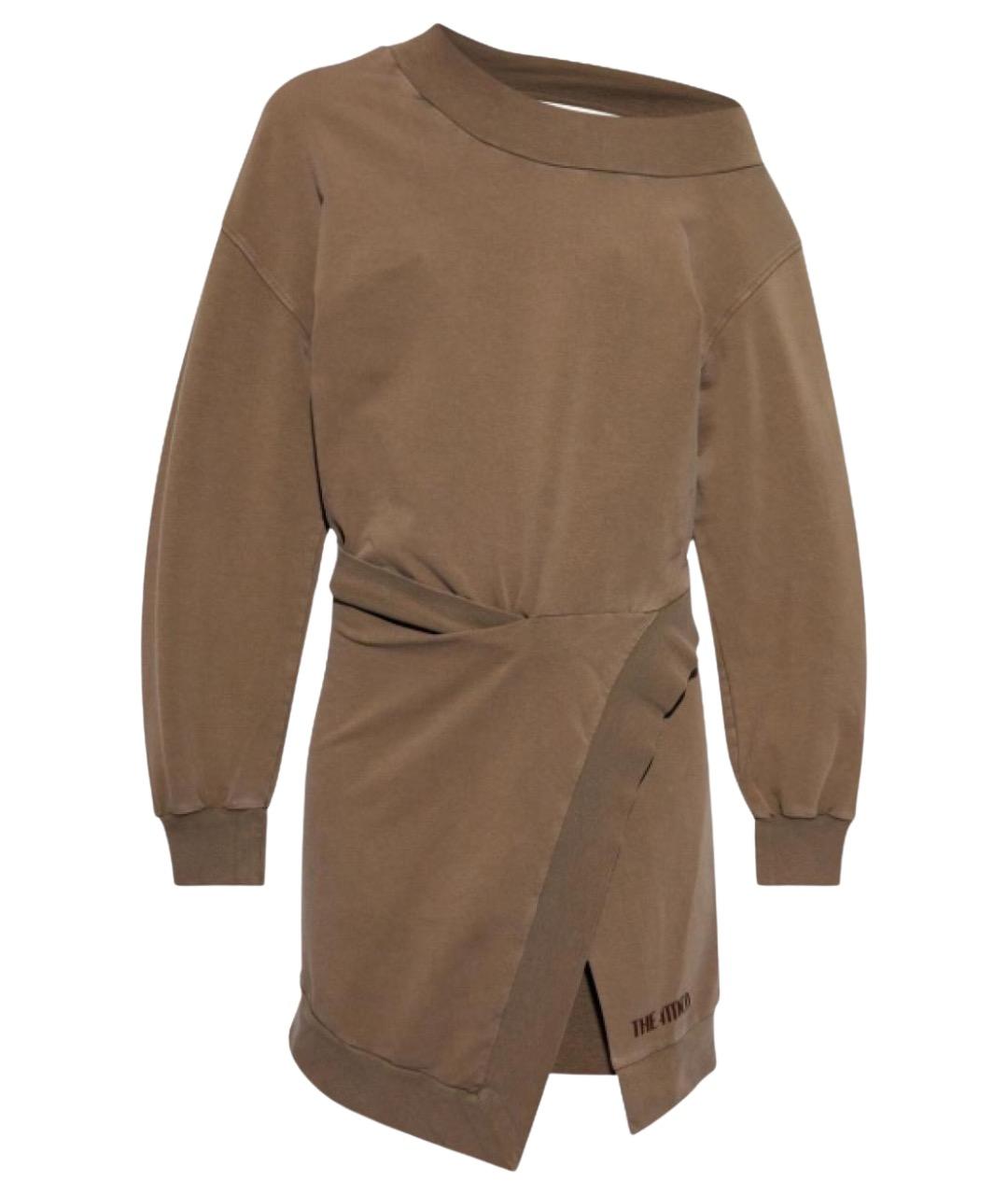 THE ATTICO Коричневое хлопковое повседневное платье, фото 1
