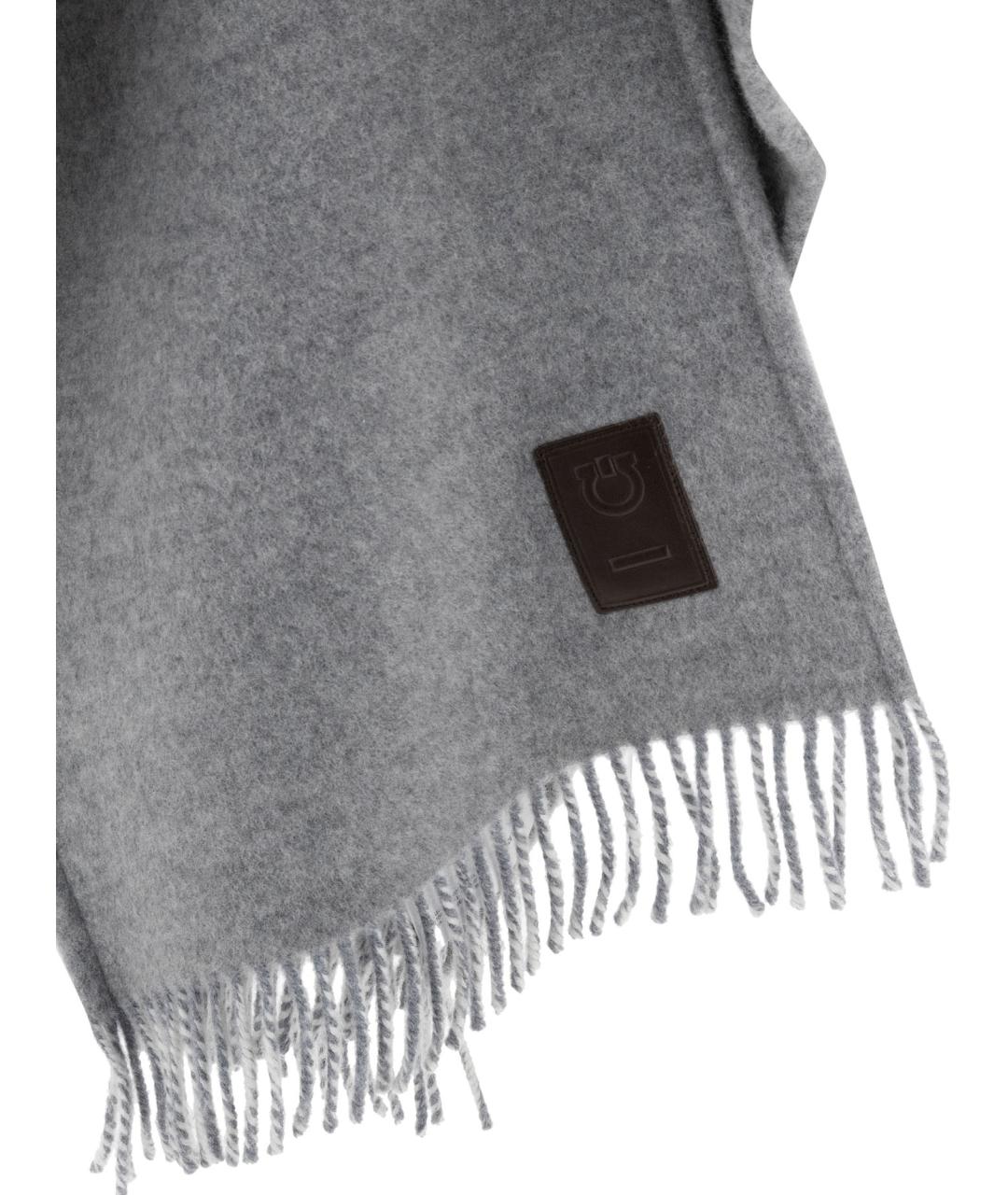 FERRAGAMO Серый шерстяной шарф, фото 3