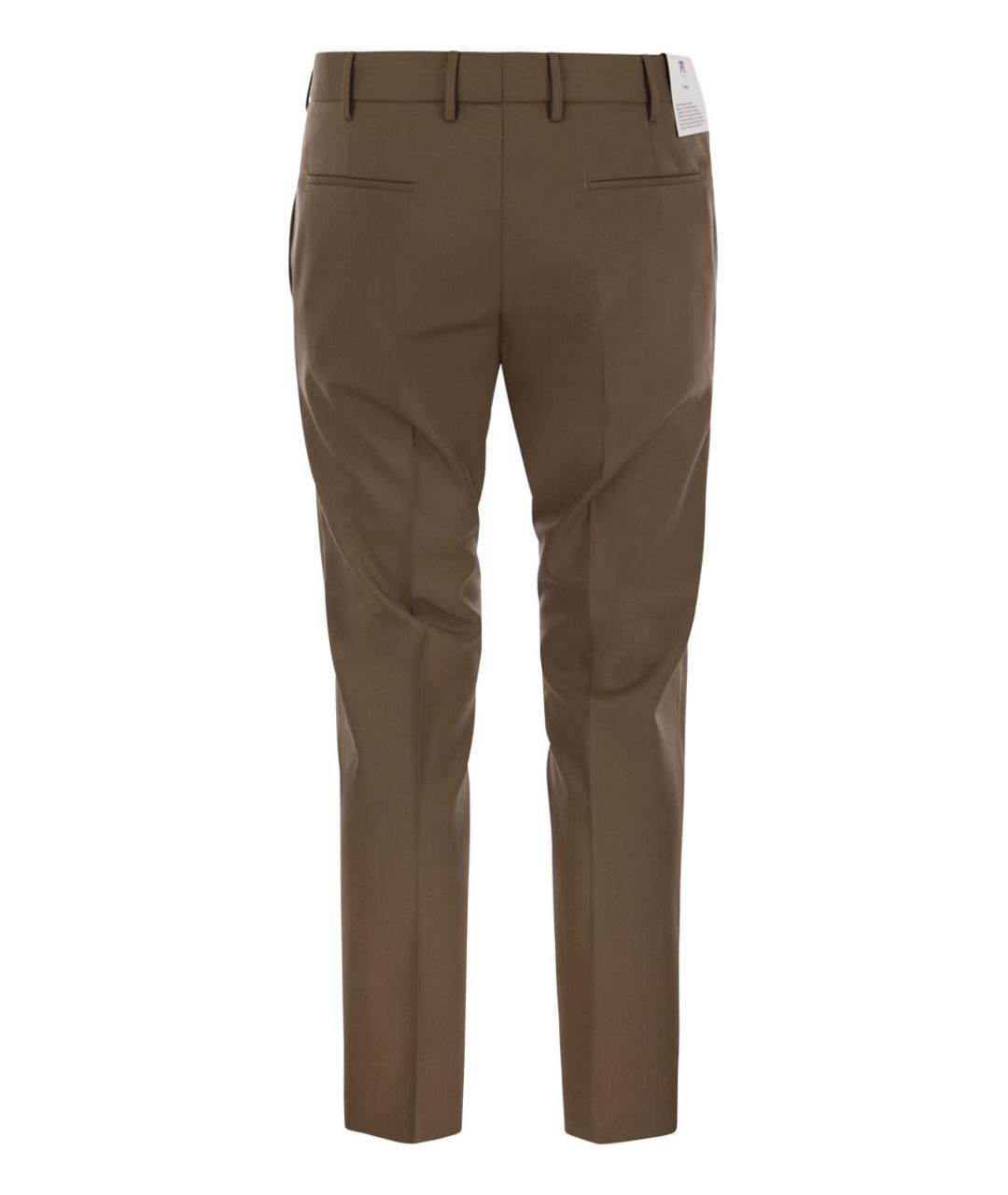 PT TORINO Коричневые шерстяные повседневные брюки, фото 2