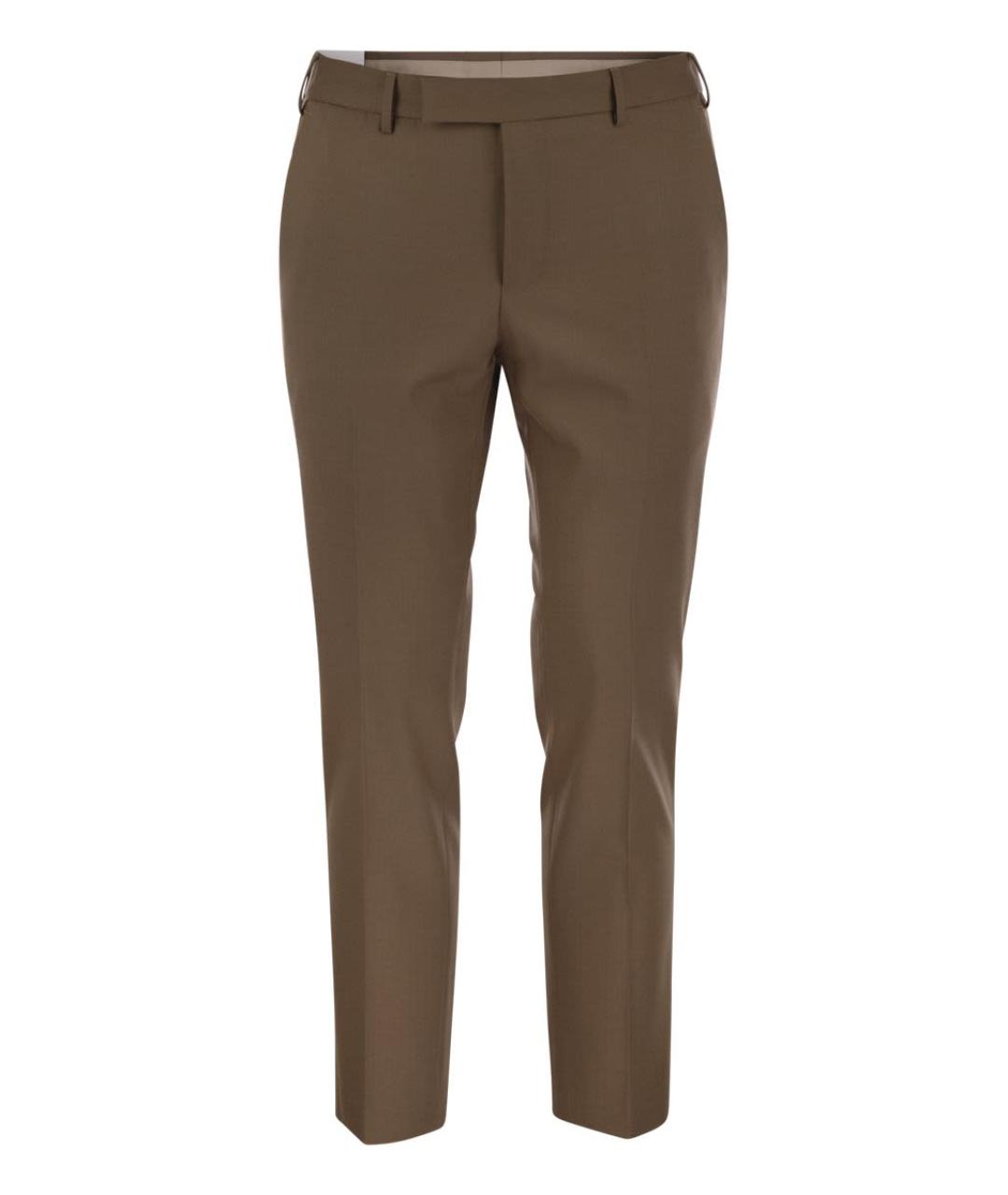 PT TORINO Коричневые шерстяные повседневные брюки, фото 1