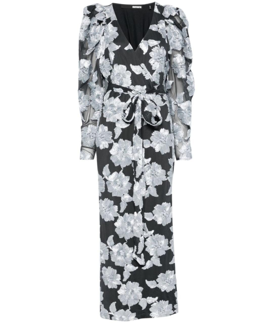 ROTATE Черное полиэстеровое повседневное платье, фото 1