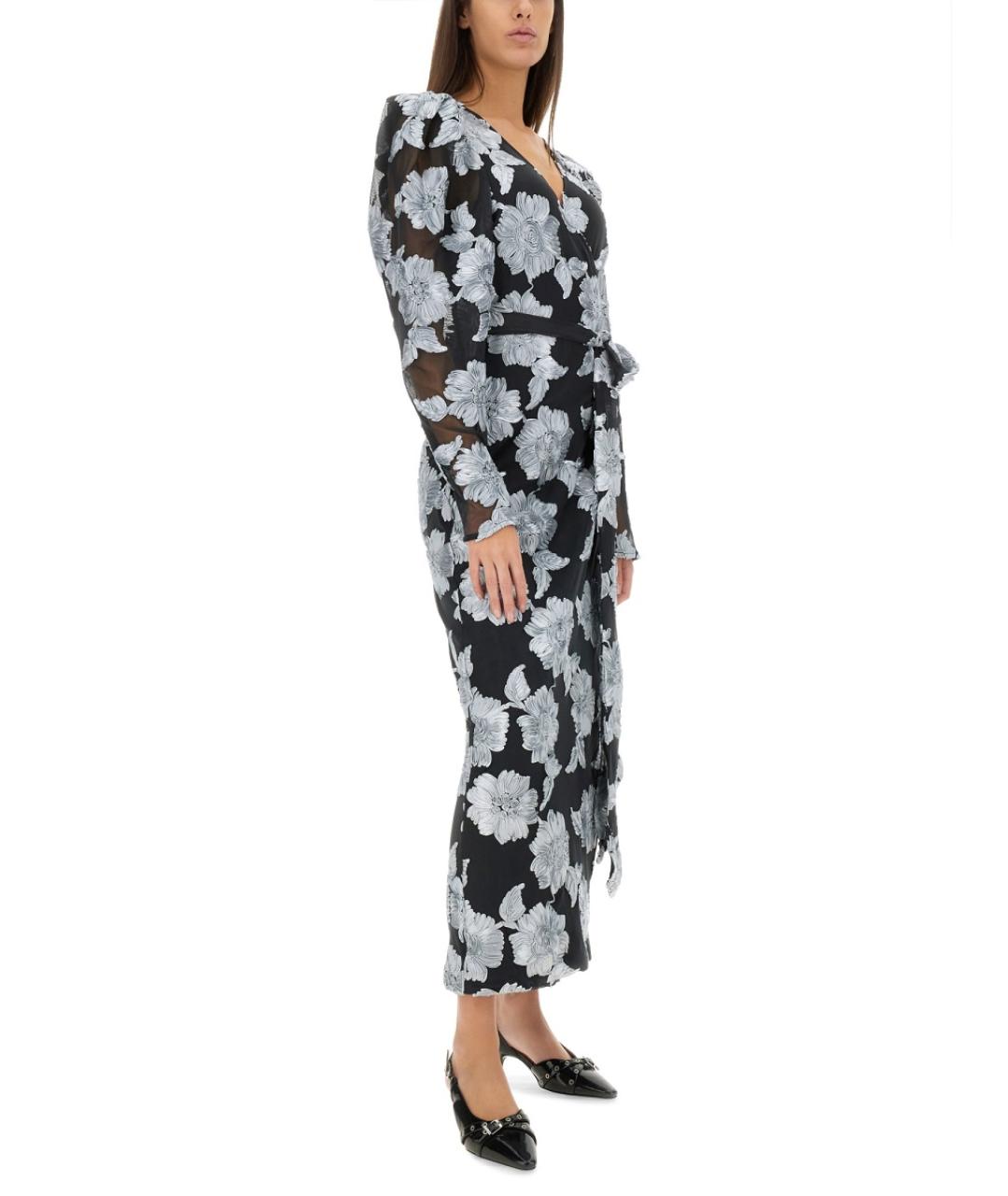 ROTATE Черное полиэстеровое повседневное платье, фото 3