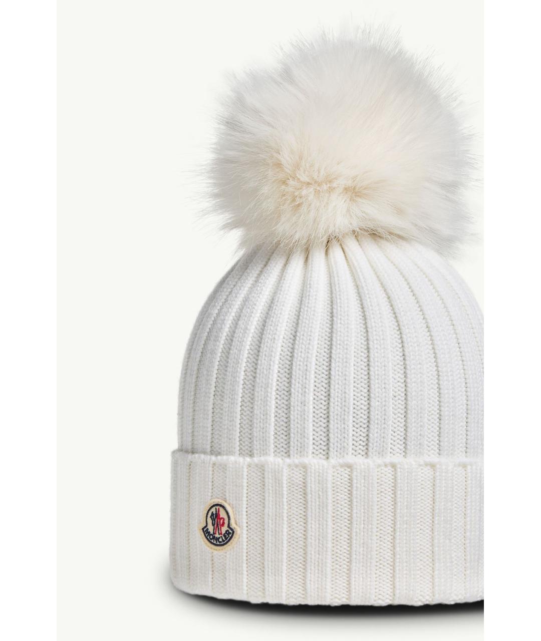 MONCLER Белая шерстяная шапка, фото 2