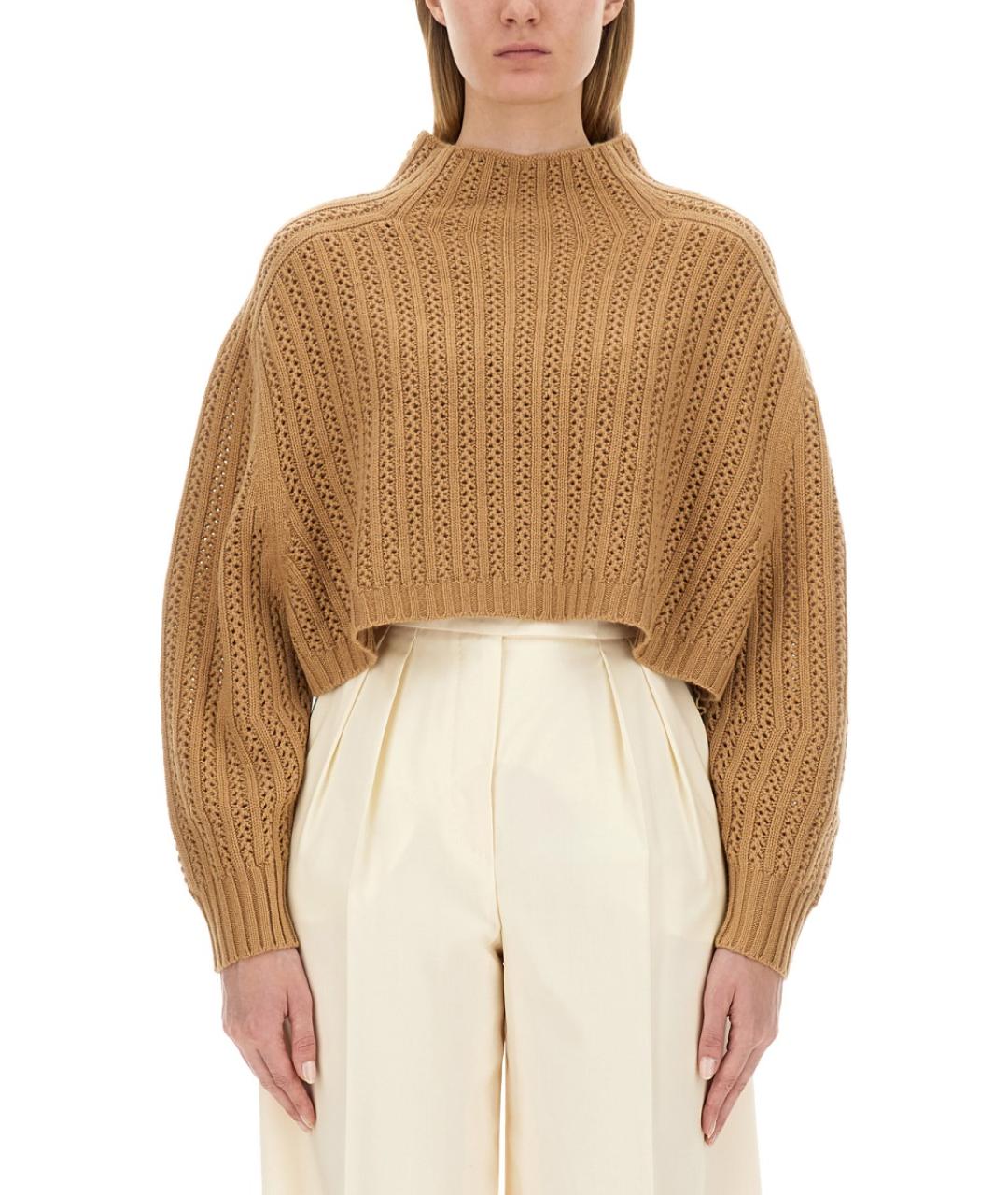MAX MARA Бежевый шерстяной джемпер / свитер, фото 2