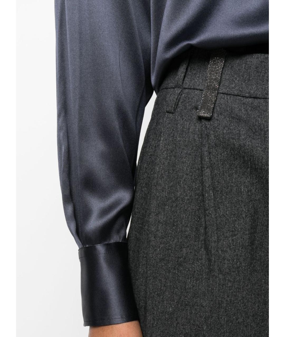 BRUNELLO CUCINELLI Серые шерстяные прямые брюки, фото 5