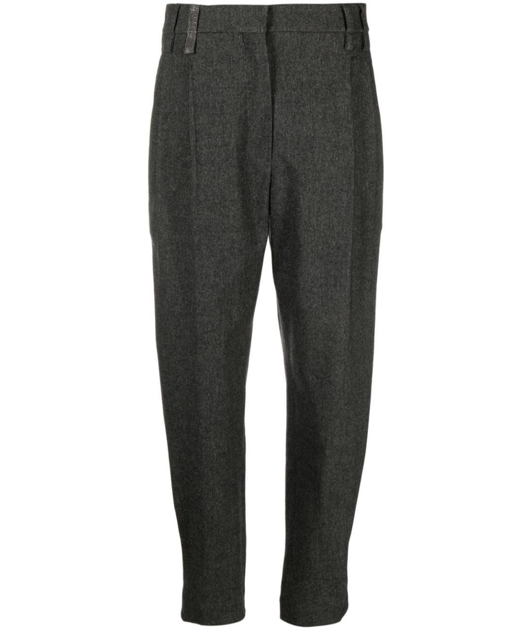 BRUNELLO CUCINELLI Серые шерстяные прямые брюки, фото 1