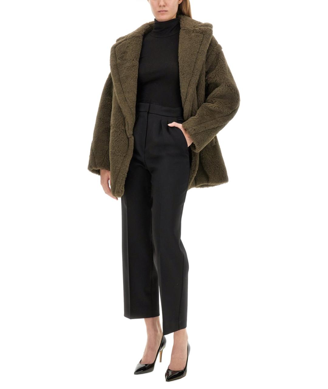 MAX MARA Черные шерстяные прямые брюки, фото 3