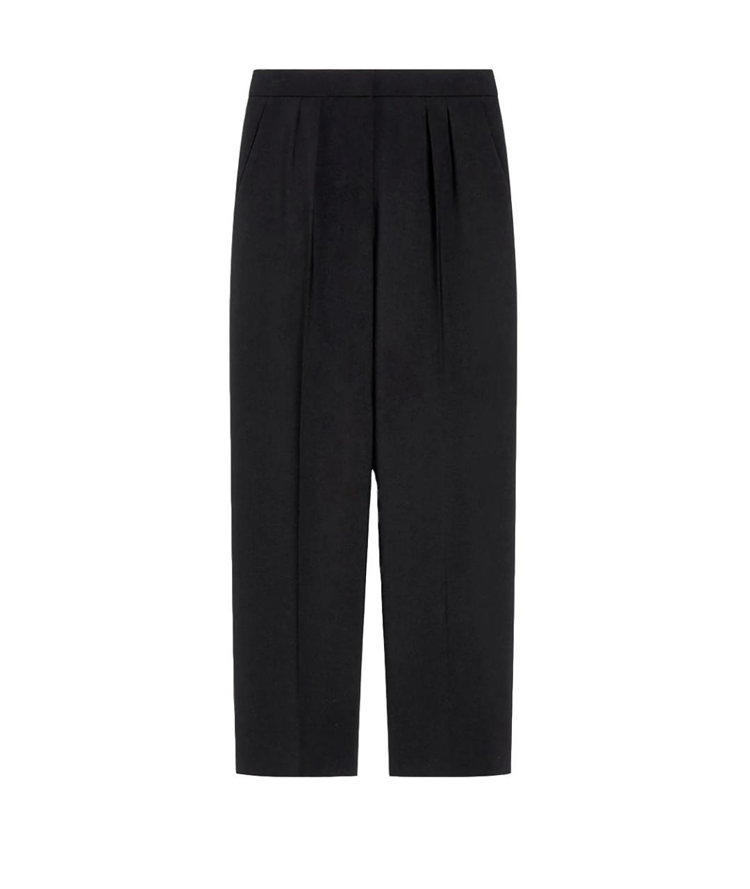 MAX MARA Черные шерстяные прямые брюки, фото 1