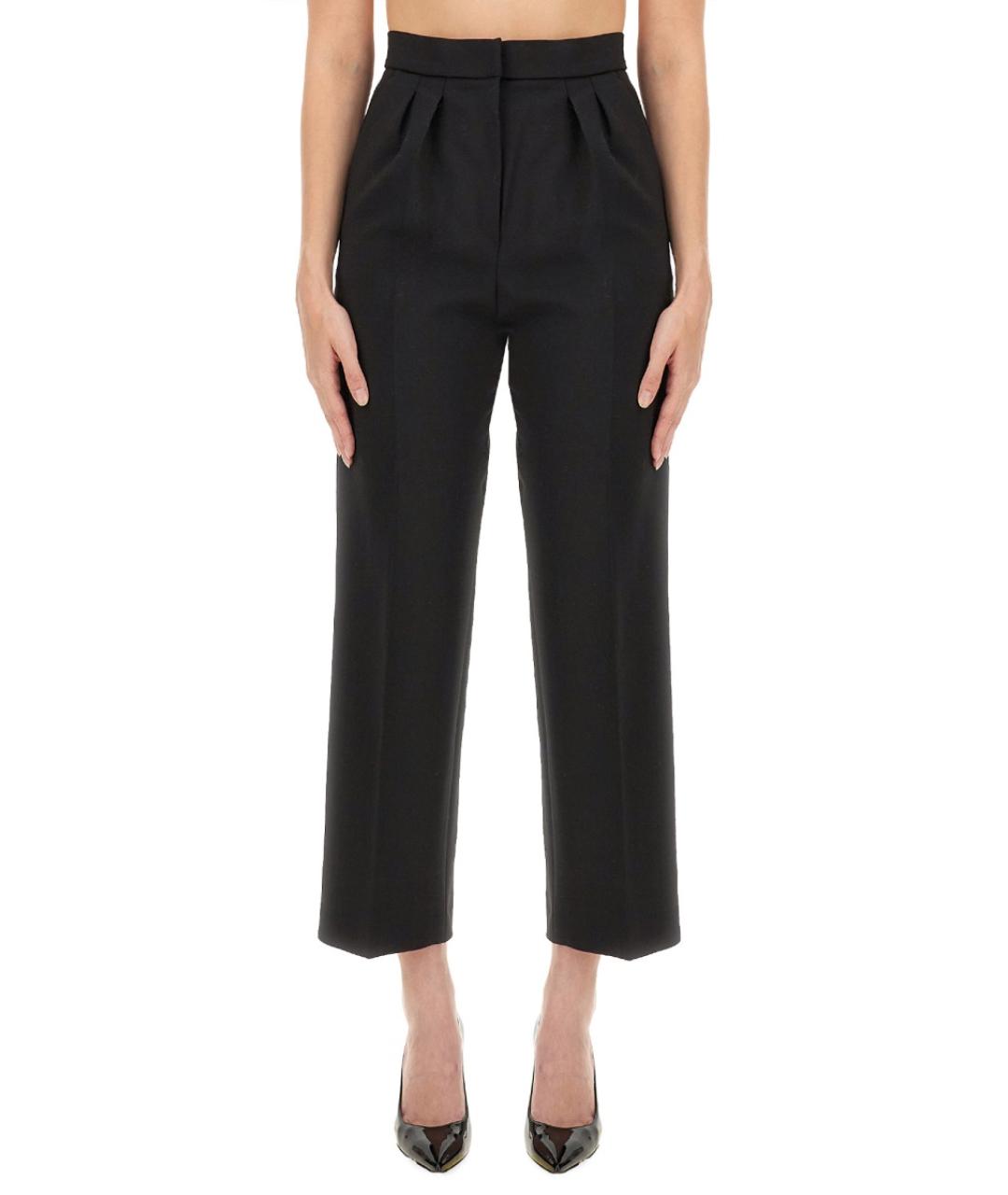 MAX MARA Черные шерстяные прямые брюки, фото 2