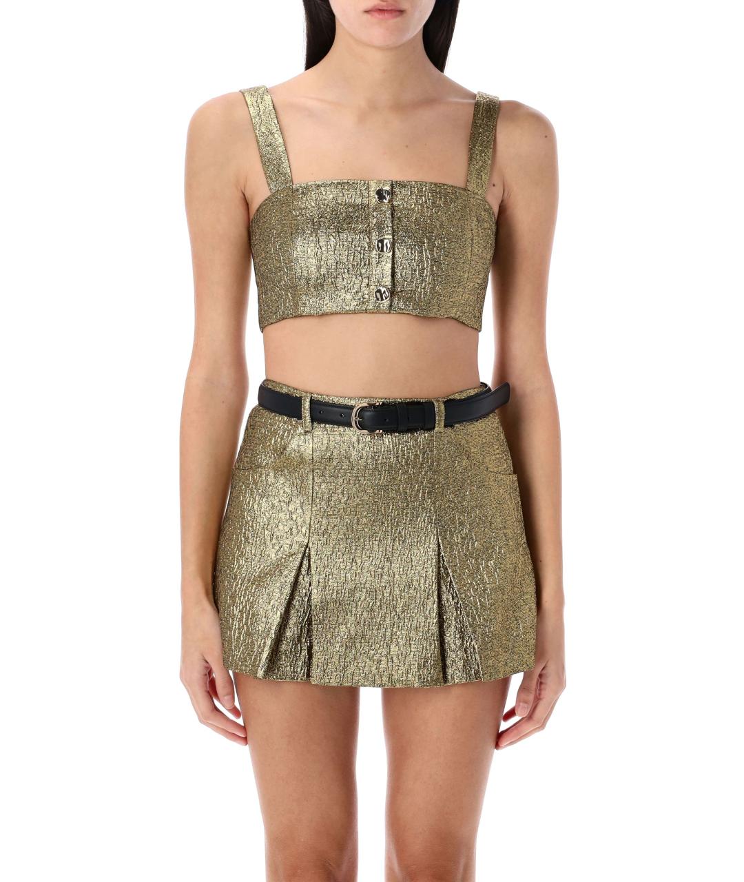 SELF-PORTRAIT Золотая полиэстеровая футболка, фото 2