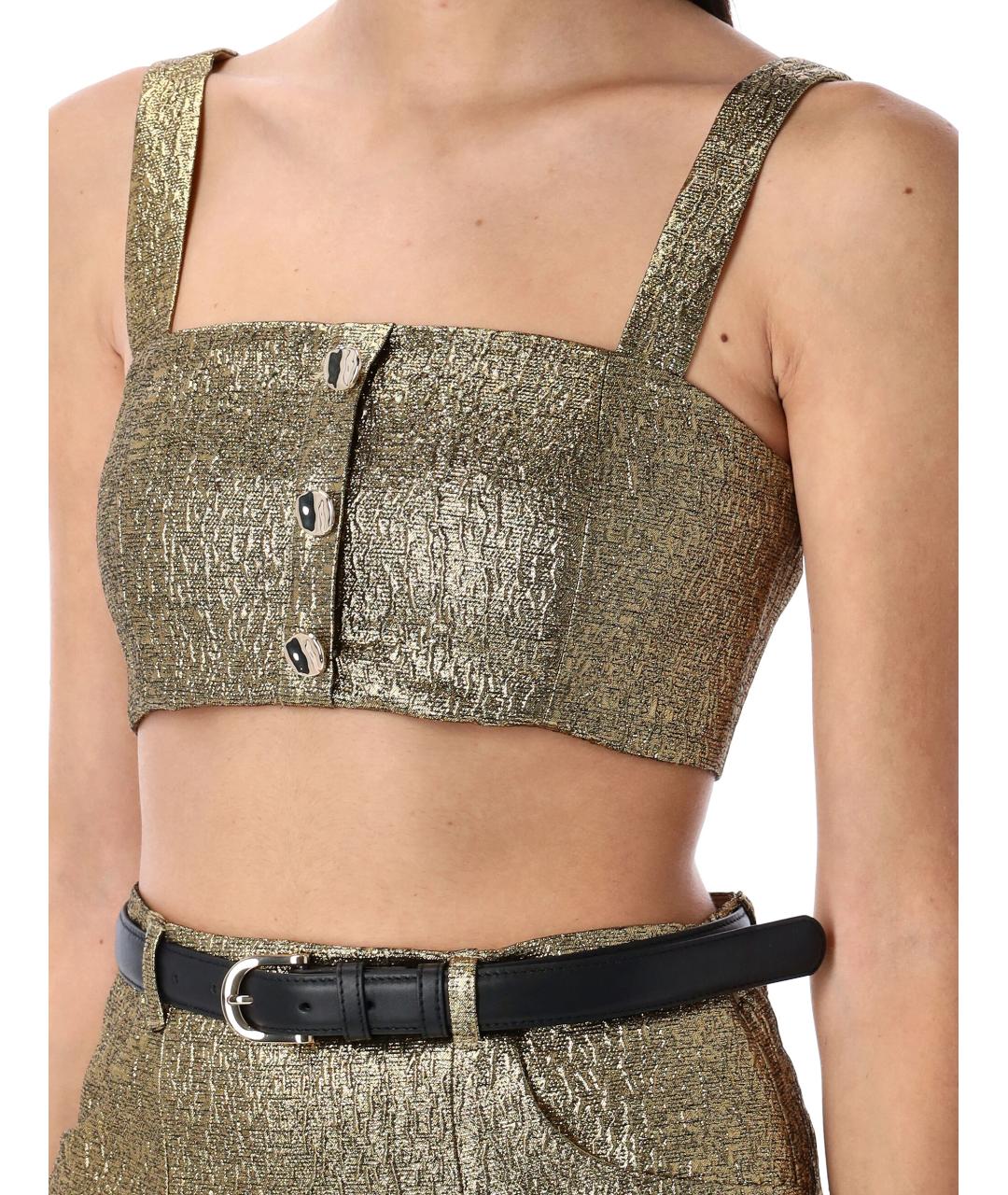 SELF-PORTRAIT Золотая полиэстеровая футболка, фото 4