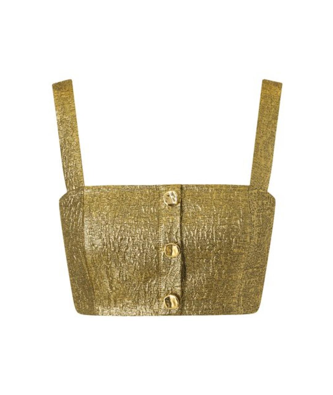 SELF-PORTRAIT Золотая полиэстеровая футболка, фото 1