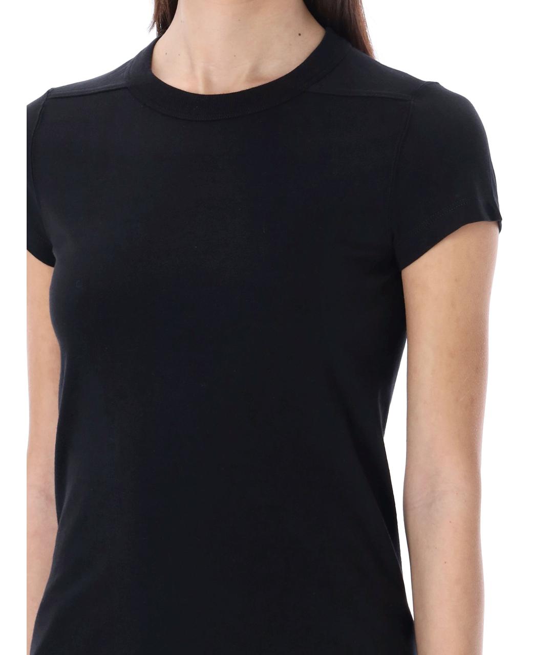 RICK OWENS Черная хлопковая футболка, фото 4