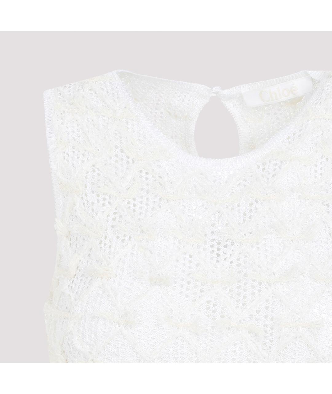 CHLOE Белое вискозное коктейльное платье, фото 4