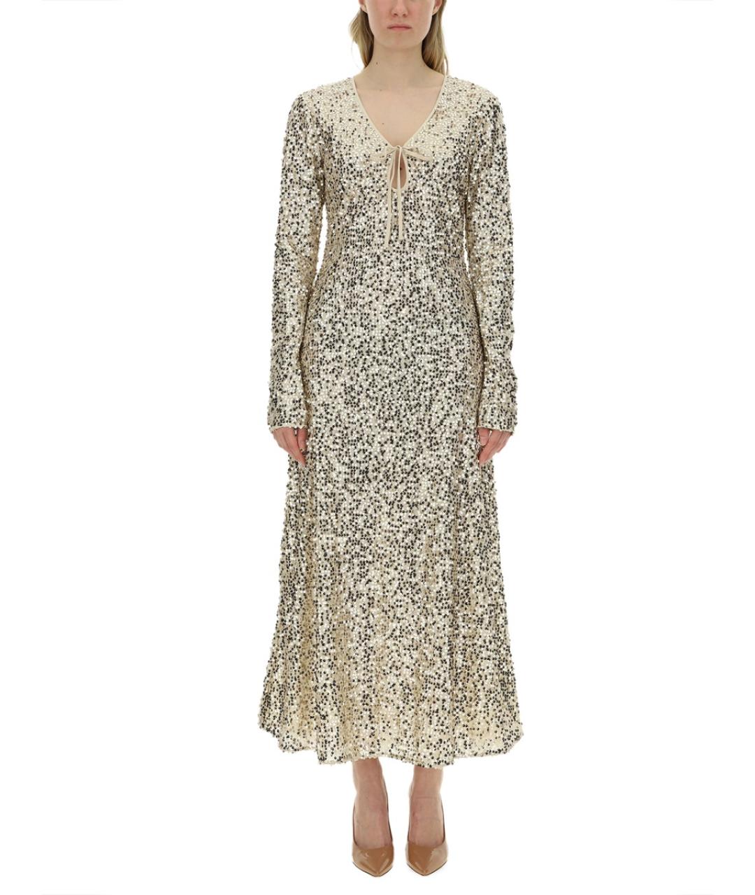 ROTATE Золотое полиэстеровое повседневное платье, фото 2