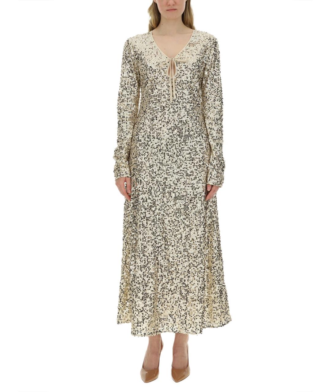 ROTATE Золотое полиэстеровое повседневное платье, фото 5