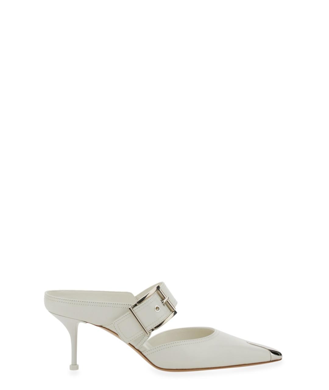 ALEXANDER MCQUEEN Белые кожаные мюли, фото 1