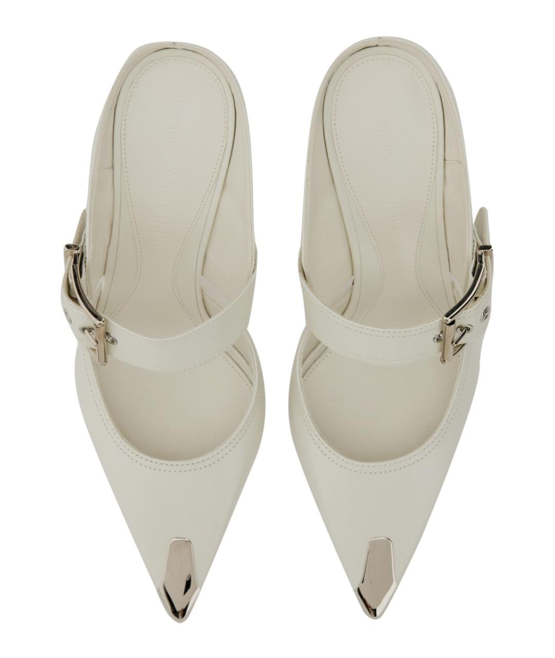 ALEXANDER MCQUEEN Белые кожаные мюли, фото 4