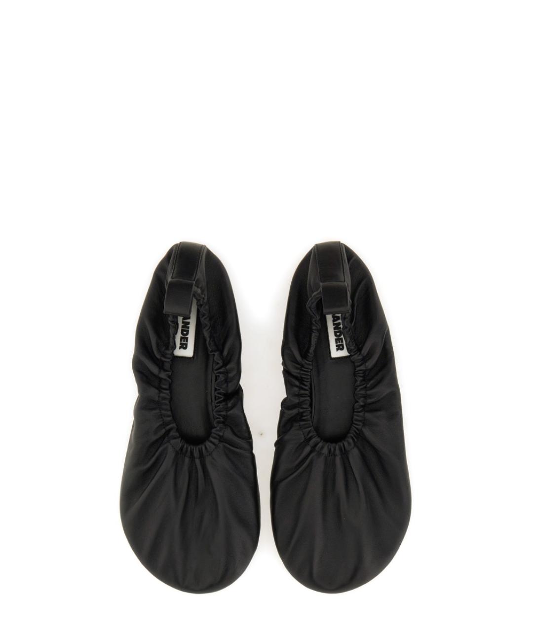 JIL SANDER Черные кожаные балетки, фото 2