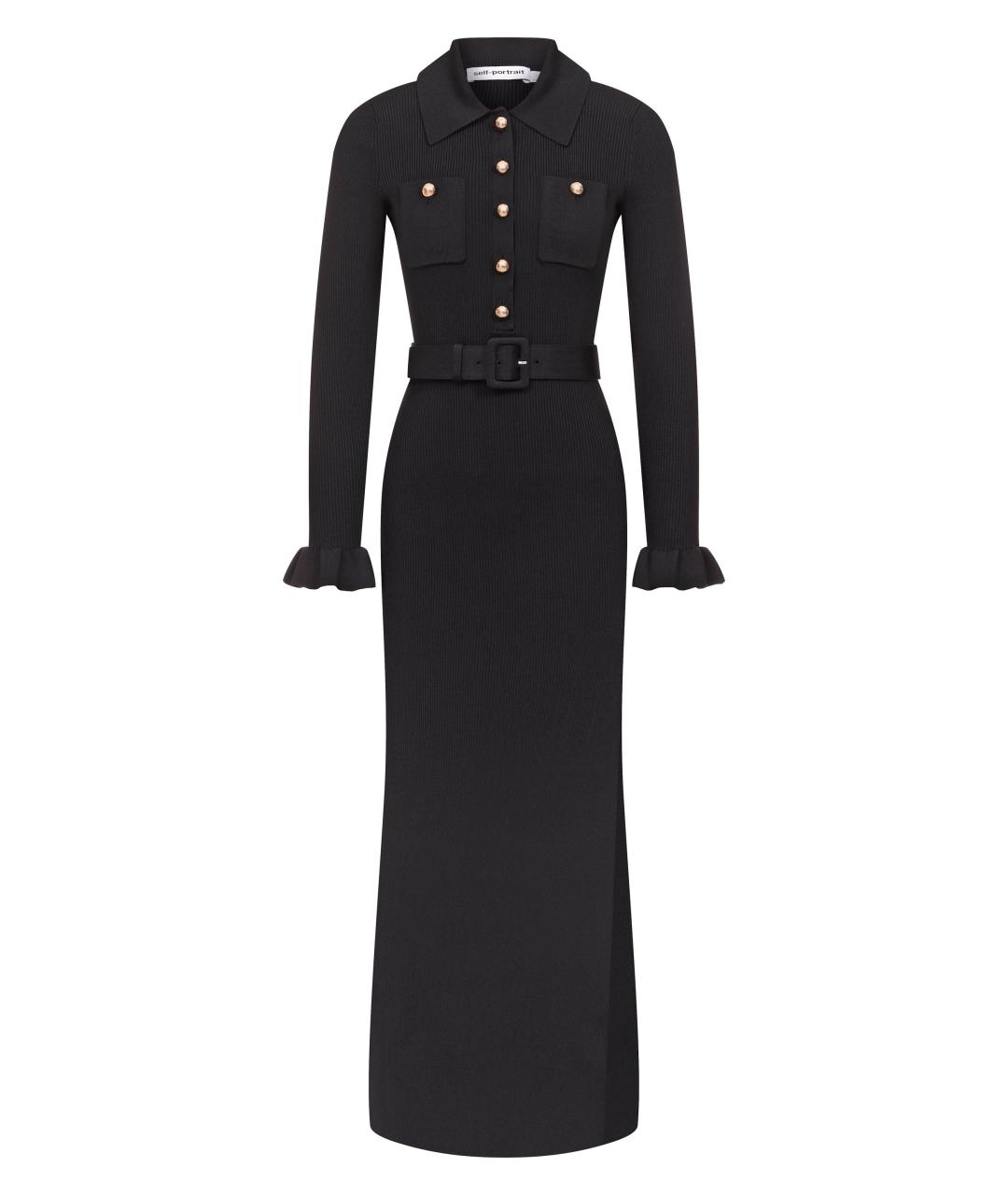 SELF-PORTRAIT Черное вискозное повседневное платье, фото 1
