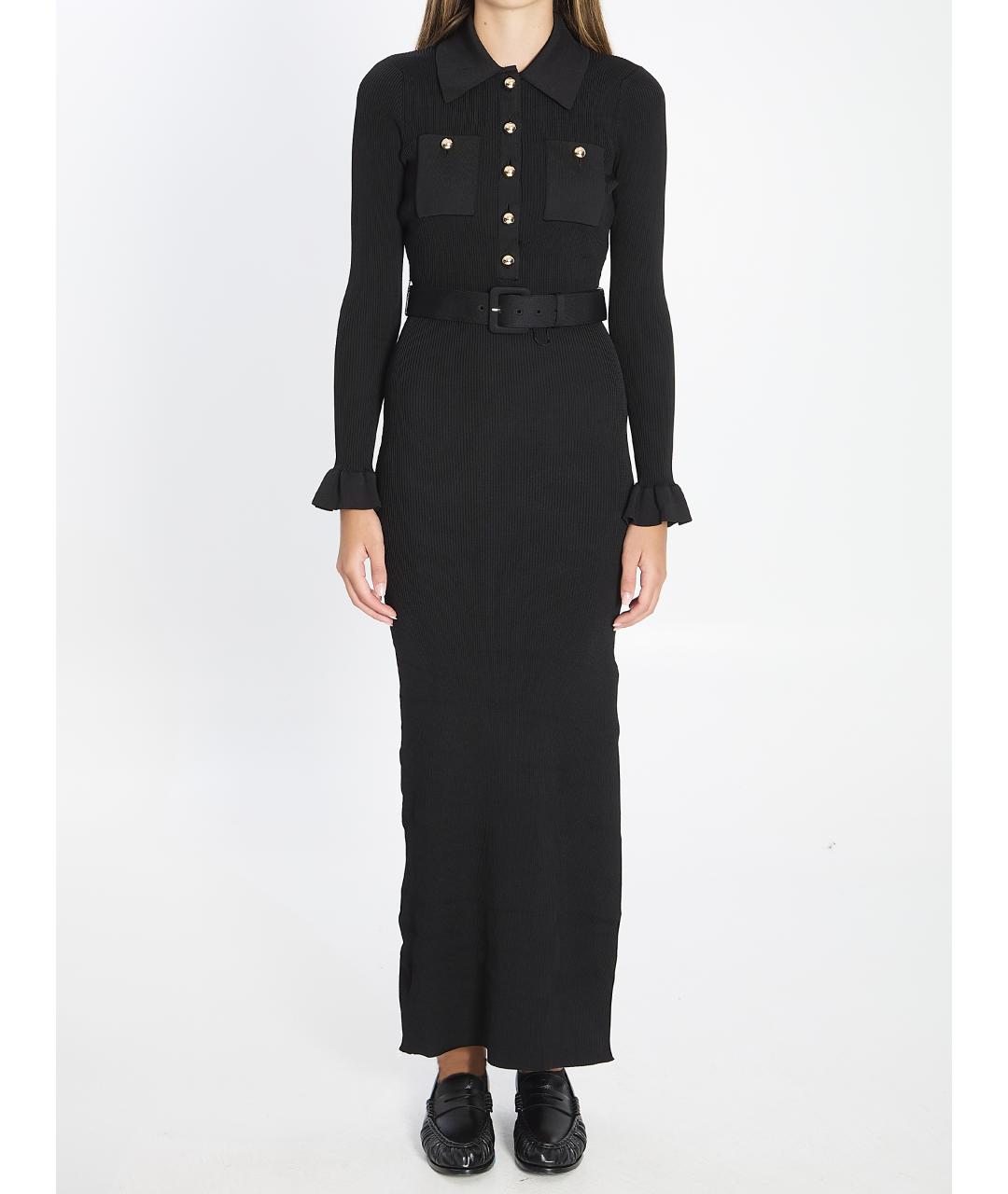 SELF-PORTRAIT Черное вискозное повседневное платье, фото 2