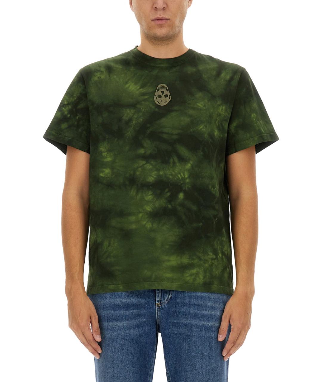 ALEXANDER MCQUEEN Хаки хлопковая футболка, фото 2