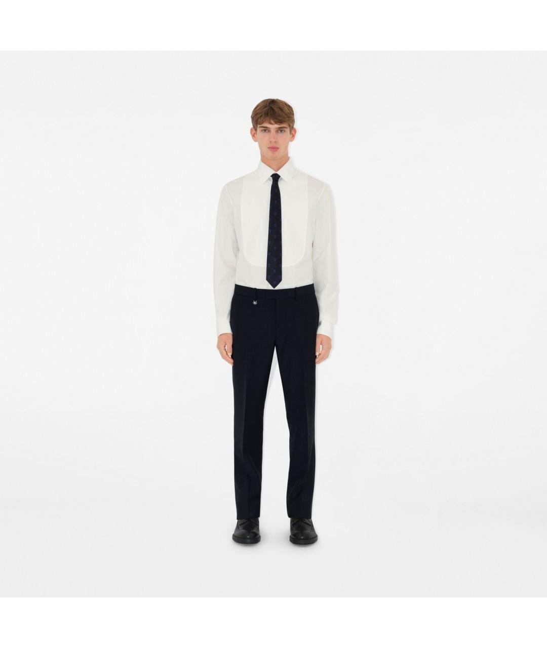 BURBERRY Синие шерстяные повседневные брюки, фото 2