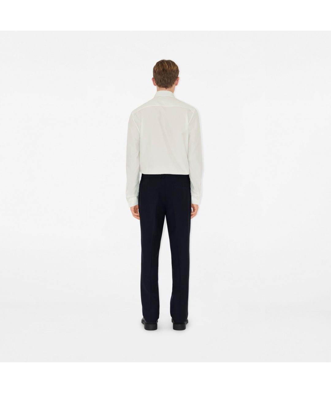 BURBERRY Синие шерстяные повседневные брюки, фото 4